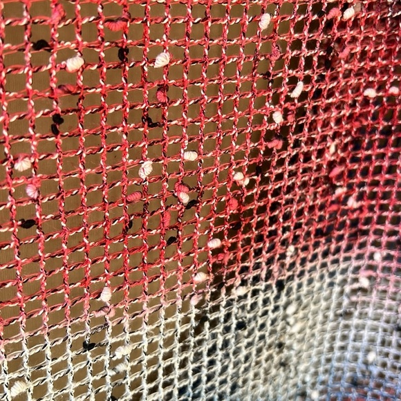 Boho Mesh Knit Cardigan One Size Blue Red White Slouchy - Picture 8 of 8